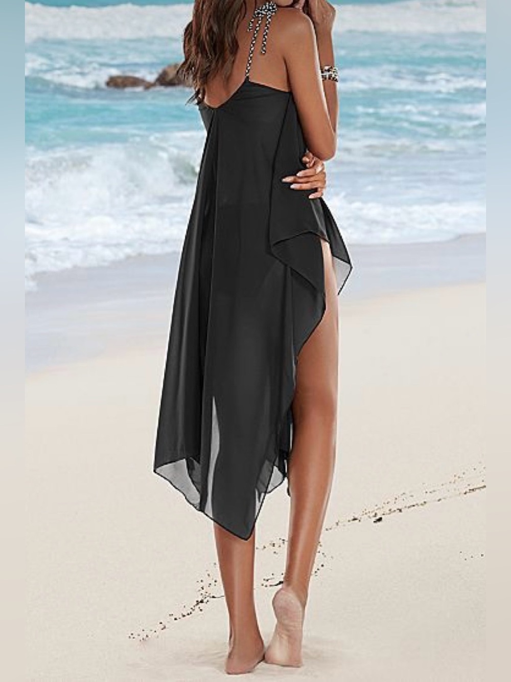 VENUS Black Chiffon Swimsuit Cover